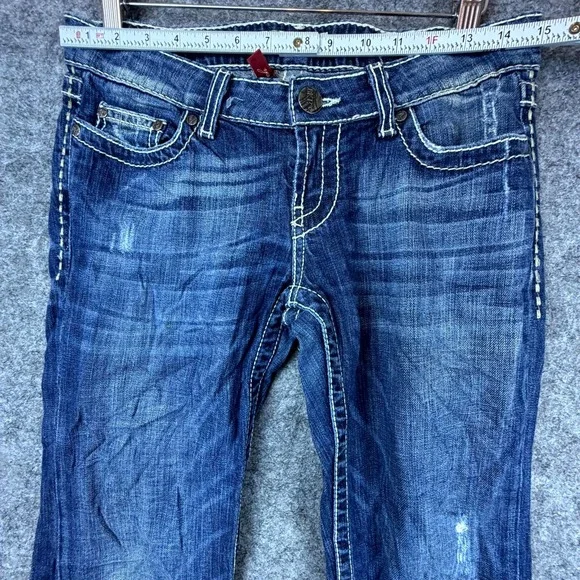 Buckle BKE Sabrina Bootcut Jeans Women 26 Blue Denim Stretch Y2K Contrast Stitch - Picture 4 of 11